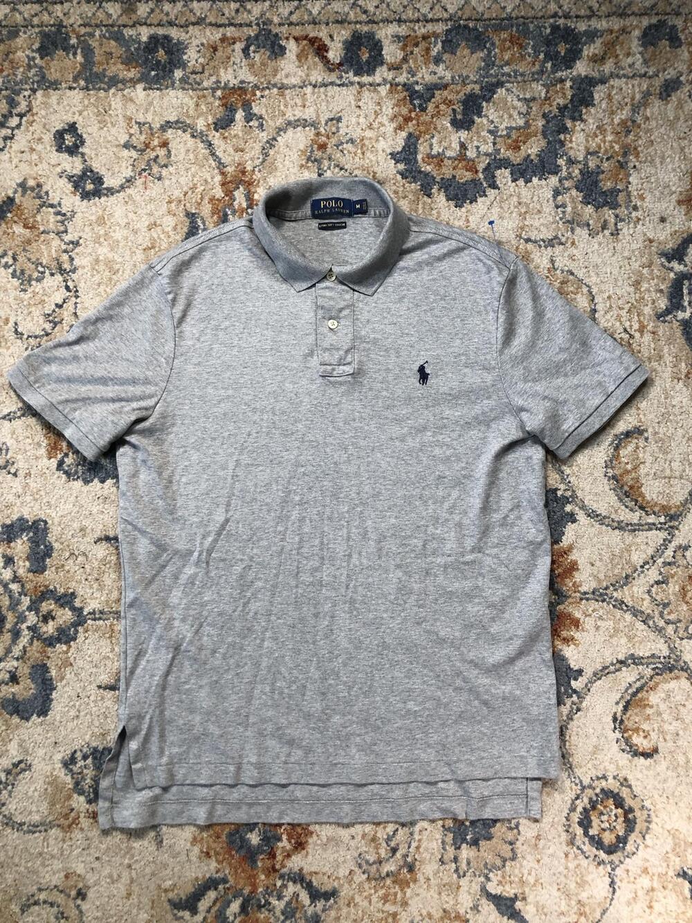 Polo Ralph Lauren Pima Soft Touch Polo Shirt Mens M Gray Embroidered Pony